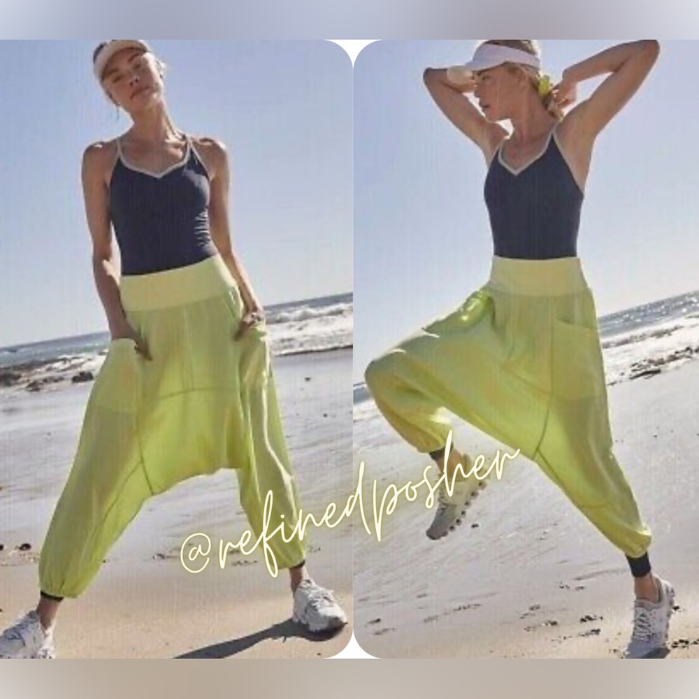 Free People Movement Give Your All Harem Pant size Small Lime Glow